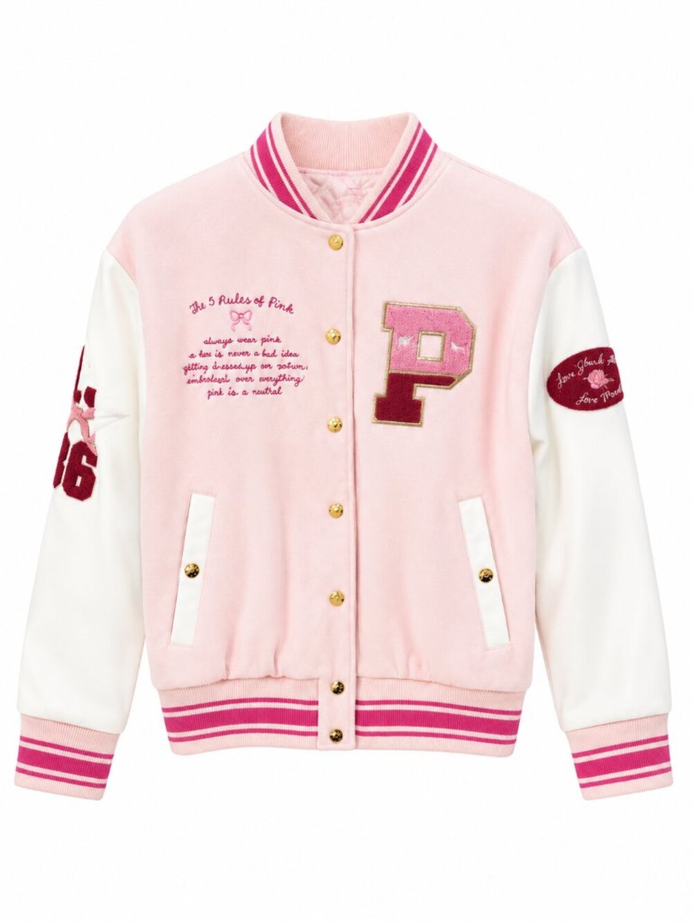 NEW LoveShackFancy x Victoria's Secret PINK Varsity Letterman Jacket | Small - Picture 2 of 4
